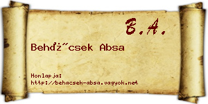 Behácsek Absa névjegykártya